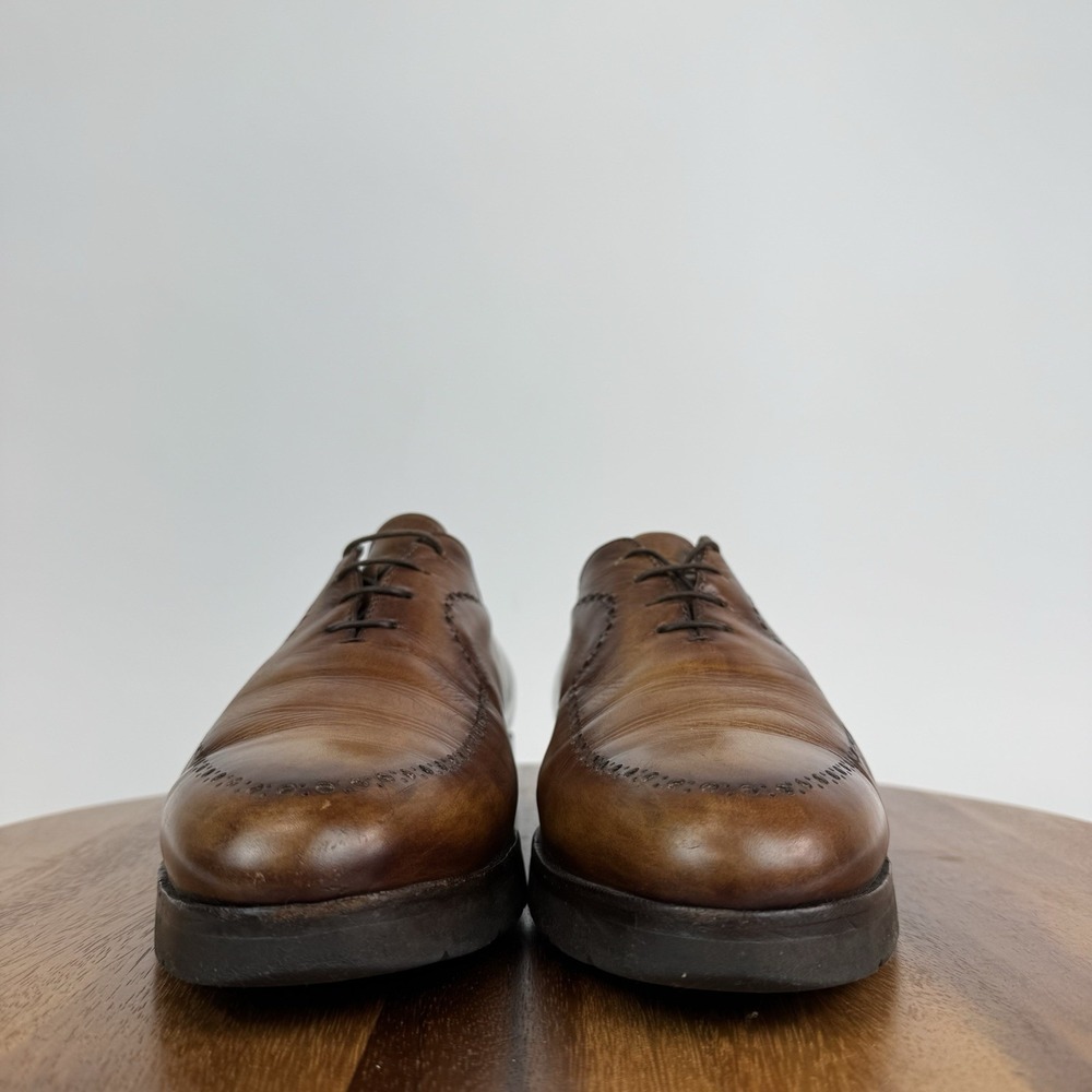 Mens Berluti Brown Burnished Leather Eyelet Dress Shoes Oxfords Size 10.5 D - Picture 3 of 9
